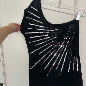 Y2K Black Sequin Embellished One Shoulder Going Out Top